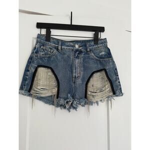 $80 New POL Boho Embellished Jean shorts - Small